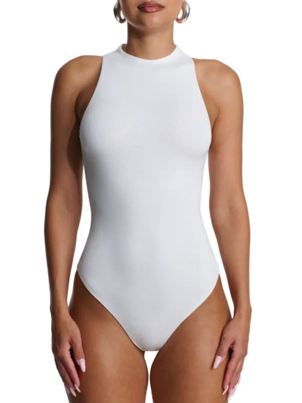 Naked Wardrobe Sculpt Seamless Sleeveless Ribbed Bodysuit White Size XS NWOT